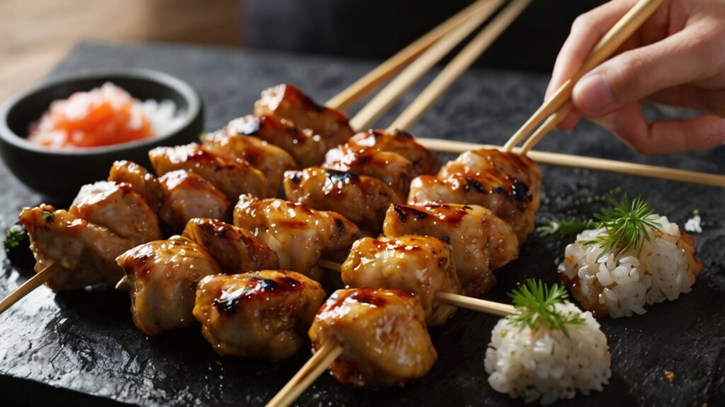 Yakitori de pollo de cocina japonesa